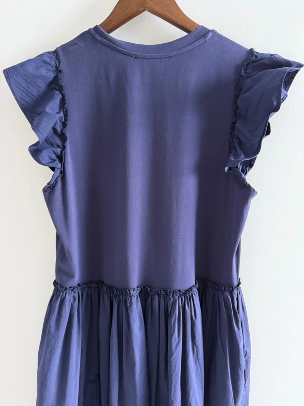 Philosophy Navy Ruffle Sleeve Midi Dress Eyelet Hem Large - Picture 4 of 13